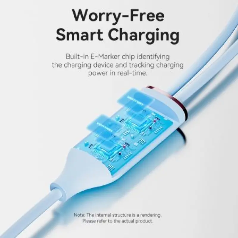 Cable USB Tipo-C Vention CTMSG/ USB Tipo-C Macho - 2 x USB Tipo-C Macho/ Hasta 100W/ 480Mbps/ 1.5m/ Azul Cable USB Tipo-C Vention CTMSG/ USB Tipo-C Macho - 2 x USB Tipo-C Macho/ Hasta 100W/ 480Mbps/ 1.5m/ Azul