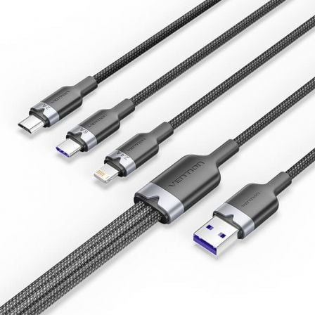 Cable USB 2.0 Lightning Vention CTPBG/ USB Macho/ USB Tipo-C Macho - MicroUSB Macho - Lightning Macho/ 1.5m/ Negro Cable USB 2.0 Lightning Vention CTPBG/ USB Macho/ USB Tipo-C Macho - MicroUSB Macho - Lightning Macho/ 1.5m/ Negro