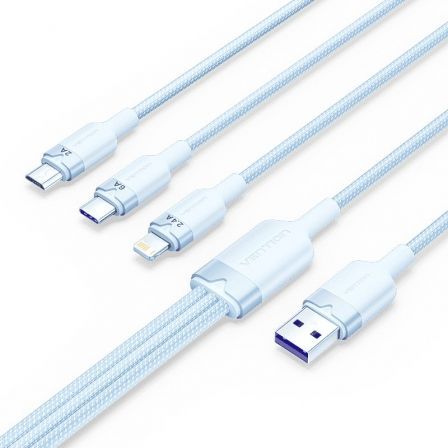 Cable USB 2.0 Lightning Vention CTPLG/ USB Macho/ USB Tipo-C Macho - MicroUSB Macho - Lightning Macho/ 1.5m/ Azul Cable USB 2.0 Lightning Vention CTPLG/ USB Macho/ USB Tipo-C Macho - MicroUSB Macho - Lightning Macho/ 1.5m/ Azul