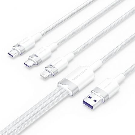 Cable USB 2.0 Lightning Vention CTPWG/ USB Macho/ USB Tipo-C Macho - MicroUSB Macho - Lightning Macho/ 1.5m/ Blanco Cable USB 2.0 Lightning Vention CTPWG/ USB Macho/ USB Tipo-C Macho - MicroUSB Macho - Lightning Macho/ 1.5m/ Blanco