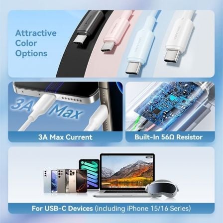 Cable USB 2.0 Tipo-C Vention CTQWF/ USB Tipo-C Macho - USB Macho/ Hasta 60W/ 480Mbps/ 1m/ Blanco Cable USB 2.0 Tipo-C Vention CTQWF/ USB Tipo-C Macho - USB Macho/ Hasta 60W/ 480Mbps/ 1m/ Blanco