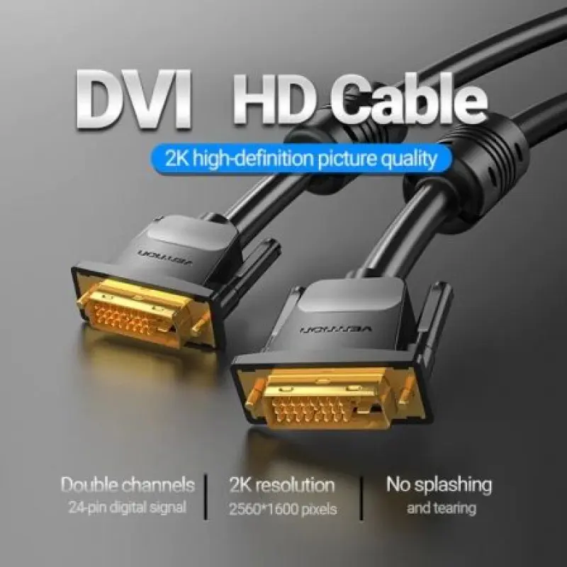Cable DVI Vention EAABG/ DVI-D Macho - DVI-D Macho/ 1.5m/ Negro Cable DVI Vention EAABG/ DVI-D Macho - DVI-D Macho/ 1.5m/ Negro