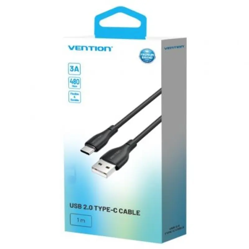 Cable USB Tipo-C Vention H25BF/ USB Tipo-C Macho - USB Macho/ 15W/ 480Mbps/ 1m/ Negro Cable USB Tipo-C Vention H25BF/ USB Tipo-C Macho - USB Macho/ 15W/ 480Mbps/ 1m/ Negro