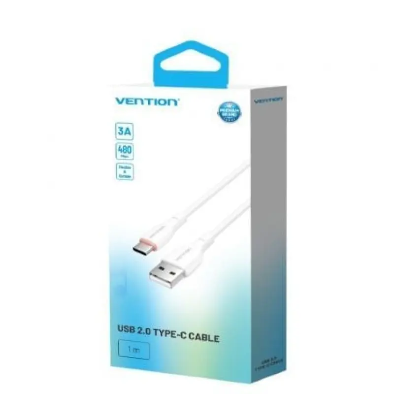 Cable USB Tipo-C Vention H25WF/ USB Tipo-C Macho - USB Macho/ 15W/ 480Mbps/ 1m/ Blanco Cable USB Tipo-C Vention H25WF/ USB Tipo-C Macho - USB Macho/ 15W/ 480Mbps/ 1m/ Blanco