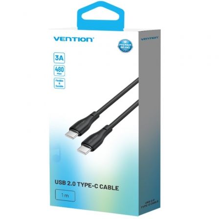 Cable USB Tipo-C Vention H27BF/ USB Tipo-C Macho - USB Tipo-C Macho/ 60W/ 480Mbps/ 1m/ Negro Cable USB Tipo-C Vention H27BF/ USB Tipo-C Macho - USB Tipo-C Macho/ 60W/ 480Mbps/ 1m/ Negro