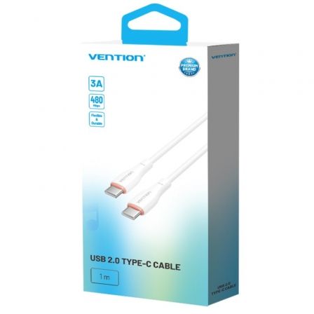 Cable USB Tipo-C Vention H27WF/ USB Tipo-C Macho - USB Tipo-C Macho/ 60W/ 480Mbps/ 1m/ Blanco Cable USB Tipo-C Vention H27WF/ USB Tipo-C Macho - USB Tipo-C Macho/ 60W/ 480Mbps/ 1m/ Blanco