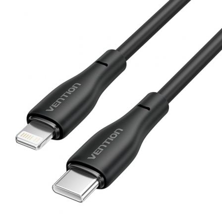 Cable USB Tipo-C Lightning Vention H28BF/ USB Tipo-C Macho - Lightning Macho/ 27W/ 480Mbps/ 1m/ Negro Cable USB Tipo-C Lightning Vention H28BF/ USB Tipo-C Macho - Lightning Macho/ 27W/ 480Mbps/ 1m/ Negro