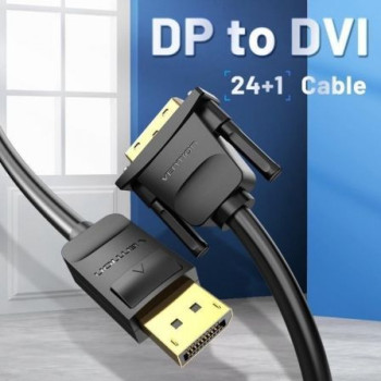 Cable Conversor Vention HAFBF/ DisplayPort Macho - DVI Macho/ 1m/ Negro Cable Conversor Vention HAFBF/ DisplayPort Macho - DVI Macho/ 1m/ Negro