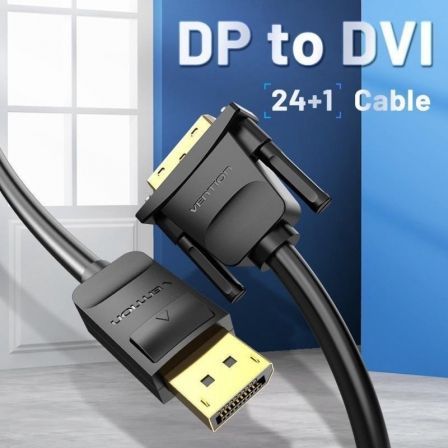 Cable Conversor Vention HAFBG/ DisplayPort Macho - DVI Macho/ 1.5m/ Negro Cable Conversor Vention HAFBG/ DisplayPort Macho - DVI Macho/ 1.5m/ Negro