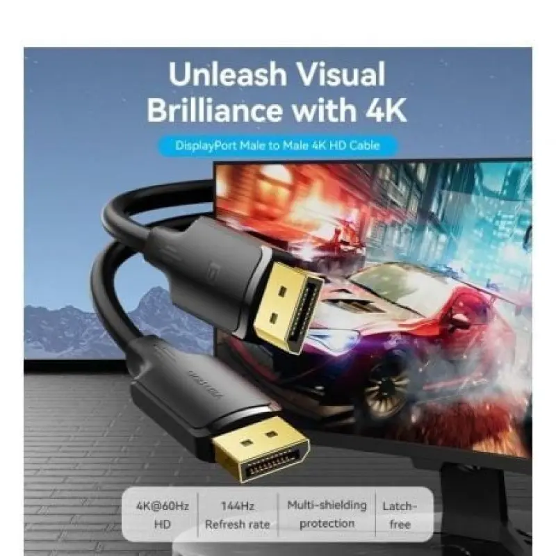 Cable Vention HAKBF/ DisplayPort Macho - DisplayPort 4K Macho/ 1m/ Negro Cable Vention HAKBF/ DisplayPort Macho - DisplayPort 4K Macho/ 1m/ Negro