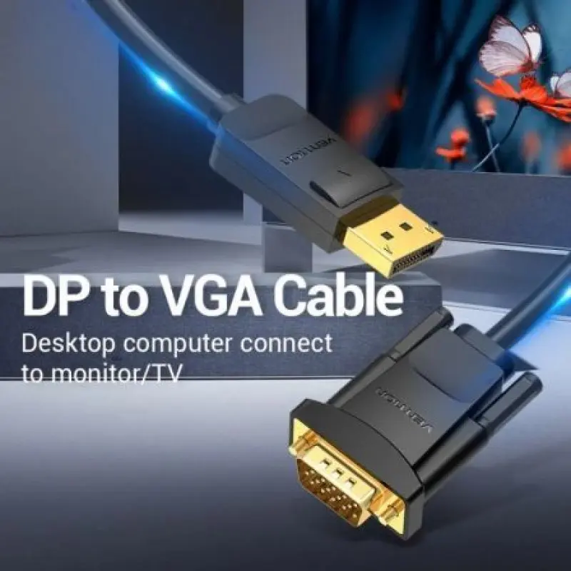 Cable Conversor Vention HBLBG/ DisplayPort Macho - VGA Macho/ 1.5m/ Negro Cable Conversor Vention HBLBG/ DisplayPort Macho - VGA Macho/ 1.5m/ Negro
