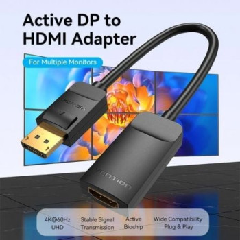 Cable Conversor Vention HBZBB/ DisplayPort Macho - HDMI 4K Hembra/ 15cm/ Negro Cable Conversor Vention HBZBB/ DisplayPort Macho - HDMI 4K Hembra/ 15cm/ Negro