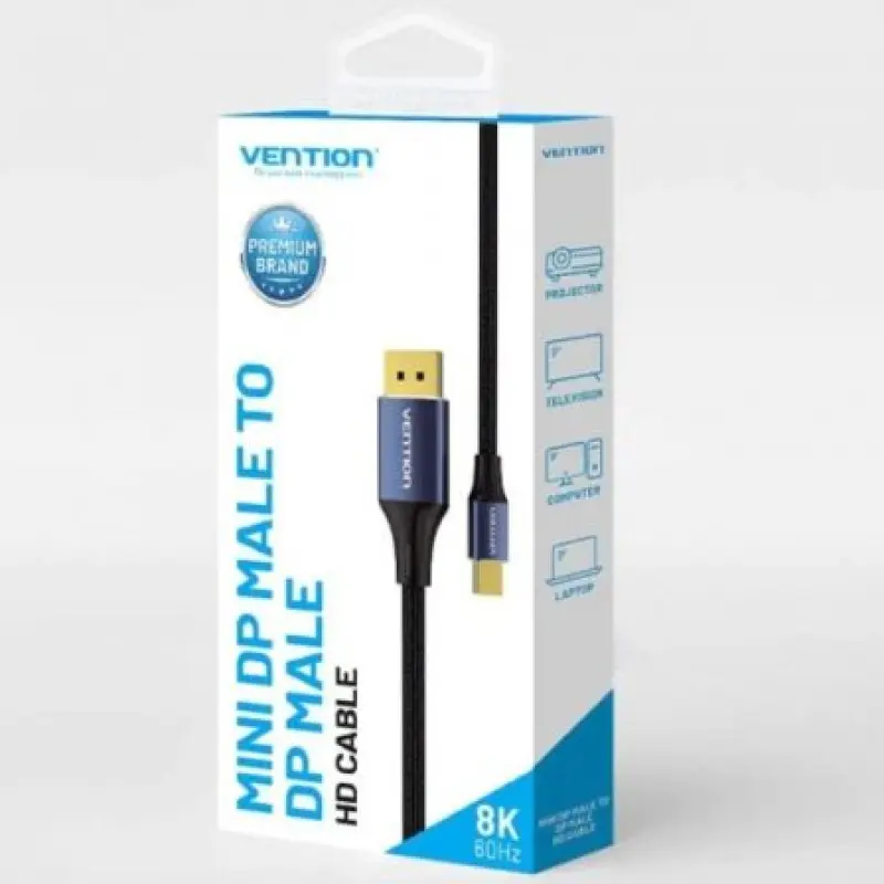 Cable Conversor DisplayPort 1.4 8K Vention HCFLH/ DisplayPort Macho - Mini DisplayPort Macho/ 2m/ Negro y Azul Cable Conversor DisplayPort 1.4 8K Vention HCFLH/ DisplayPort Macho - Mini DisplayPort Macho/ 2m/ Negro y Azul
