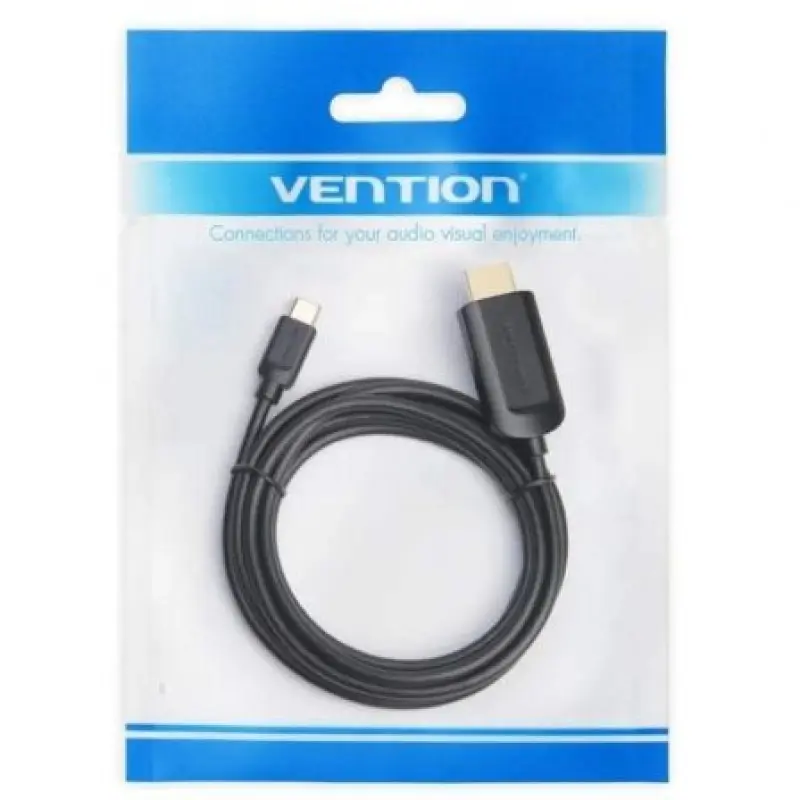 Cable Conversor HDMI 1.4 4K Vention CGUBF/ USB Tipo-C Macho - HDMI Macho/ 1m/ Negro Cable Conversor HDMI 1.4 4K Vention CGUBF/ USB Tipo-C Macho - HDMI Macho/ 1m/ Negro