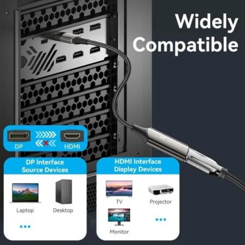 Cable Conversor Vention HFNBC/ DisplayPort Macho - HDMI Hembra/ 25cm/ Negro Cable Conversor Vention HFNBC/ DisplayPort Macho - HDMI Hembra/ 25cm/ Negro