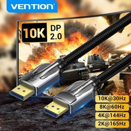 Cable DisplayPort 2.1 16K Vention HGABI/ DisplayPort Macho - DisplayPort Macho/ 3m/ Negro Cable DisplayPort 2.1 16K Vention HGABI/ DisplayPort Macho - DisplayPort Macho/ 3m/ Negro