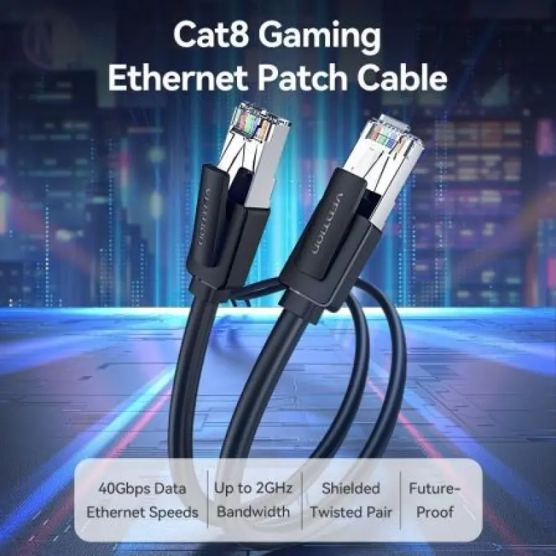Cable de Red RJ45 SFTP Vention IKKBG Cat.8/ 1.5m/ Negro Cable de Red RJ45 SFTP Vention IKKBG Cat.8/ 1.5m/ Negro