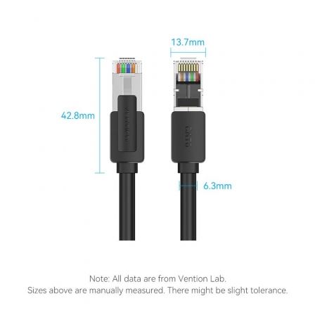 Cable de Red RJ45 UTP 26AWG Vention IKKBJ Cat.8/ Gaming/ 8m/ Negro Cable de Red RJ45 UTP 26AWG Vention IKKBJ Cat.8/ Gaming/ 8m/ Negro