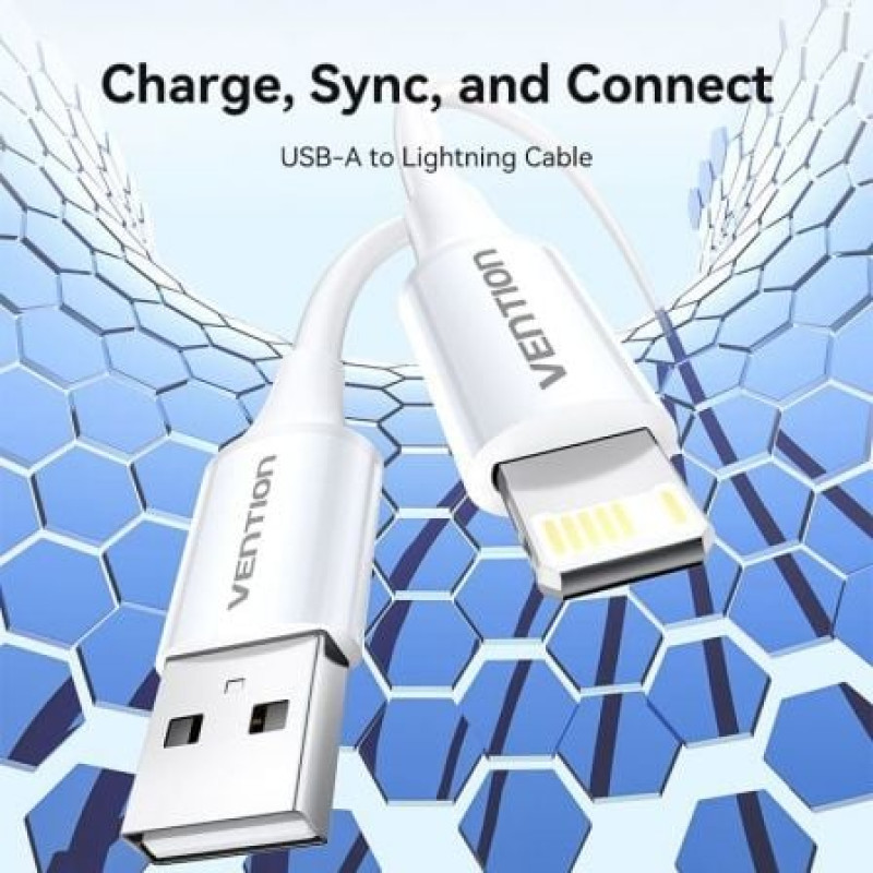 Cable USB 2.0 Lightning Vention LAIWF/ USB Macho - Lightning Macho/ 480Mbps/ 1m/ Blanco Cable USB 2.0 Lightning Vention LAIWF/ USB Macho - Lightning Macho/ 480Mbps/ 1m/ Blanco