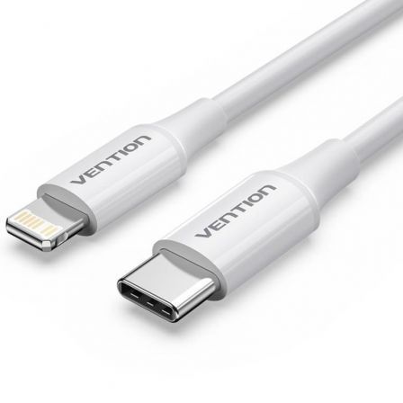 Cable USB 2.0 Tipo-C Lightning Vention LAJWF/ USB Tipo-C Macho - Lightning Macho/ Hasta 27W/ 480Mbps/ 1m/ Blanco Cable USB 2.0 Tipo-C Lightning Vention LAJWF/ USB Tipo-C Macho - Lightning Macho/ Hasta 27W/ 480Mbps/ 1m/ Blanco