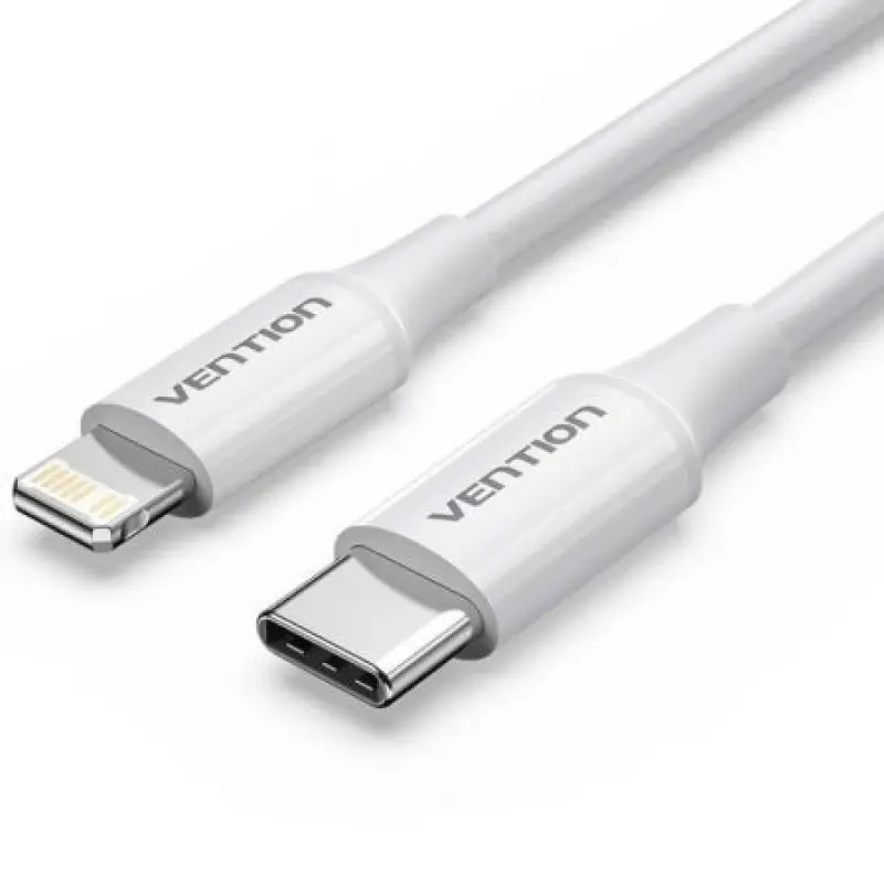 Cable USB 2.0 Tipo-C Lightning Vention LAJWF/ USB Tipo-C Macho - Lightning Macho/ Hasta 27W/ 480Mbps/ 1m/ Blanco Cable USB 2.0 Tipo-C Lightning Vention LAJWF/ USB Tipo-C Macho - Lightning Macho/ Hasta 27W/ 480Mbps/ 1m/ Blanco