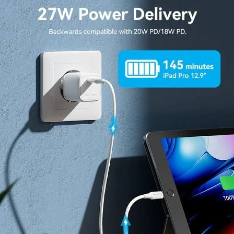 Cable USB 2.0 Tipo-C Lightning Vention LAJWF/ USB Tipo-C Macho - Lightning Macho/ Hasta 27W/ 480Mbps/ 1m/ Blanco Cable USB 2.0 Tipo-C Lightning Vention LAJWF/ USB Tipo-C Macho - Lightning Macho/ Hasta 27W/ 480Mbps/ 1m/ Blanco