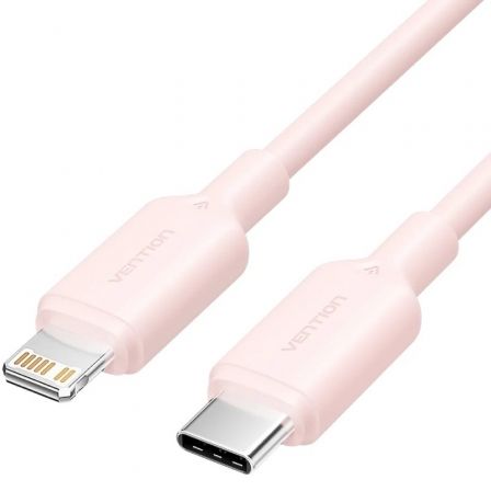 Cable USB 2.0 Tipo-C Lightning Vention LAKPF/ USB Tipo-C Macho - Lightning Macho/ Hasta 27W/ 480Mbps/ 1m/ Rosa Cable USB 2.0 Tipo-C Lightning Vention LAKPF/ USB Tipo-C Macho - Lightning Macho/ Hasta 27W/ 480Mbps/ 1m/ Rosa