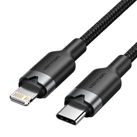 Cable USB Tipo-C Lightning Vention LALBF/ USB Tipo-C Macho - Lightning Macho/ 27W/ 480Mbps/ 1m/ Negro Cable USB Tipo-C Lightning Vention LALBF/ USB Tipo-C Macho - Lightning Macho/ 27W/ 480Mbps/ 1m/ Negro