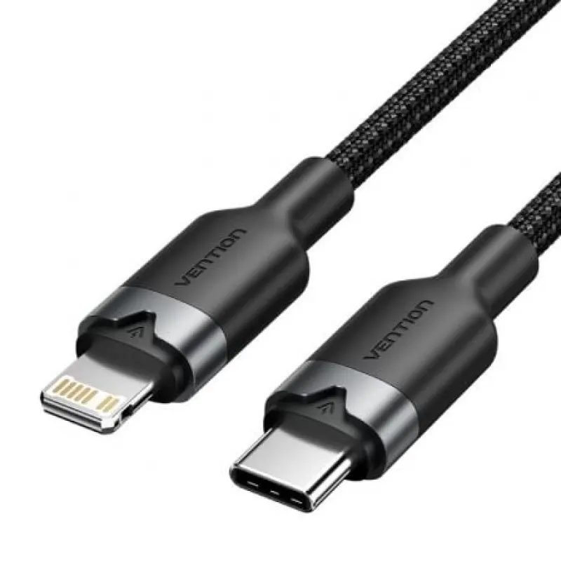 Cable USB Tipo-C Lightning Vention LALBF/ USB Tipo-C Macho - Lightning Macho/ 27W/ 480Mbps/ 1m/ Negro Cable USB Tipo-C Lightning Vention LALBF/ USB Tipo-C Macho - Lightning Macho/ 27W/ 480Mbps/ 1m/ Negro