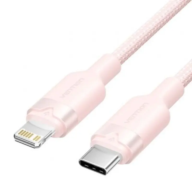 Cable USB Tipo-C Lightning Vention LALPH/ USB Tipo-C Macho - Lightning Macho/ 27W/ 480Mbps/ 2m/ Rosa Cable USB Tipo-C Lightning Vention LALPH/ USB Tipo-C Macho - Lightning Macho/ 27W/ 480Mbps/ 2m/ Rosa