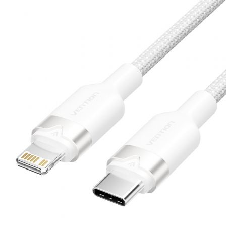 Cable USB Tipo-C Lightning Vention LALWF/ USB Tipo-C Macho - Lightning Macho/ 27W/ 480Mbps/ 1m/ Blanco Cable USB Tipo-C Lightning Vention LALWF/ USB Tipo-C Macho - Lightning Macho/ 27W/ 480Mbps/ 1m/ Blanco