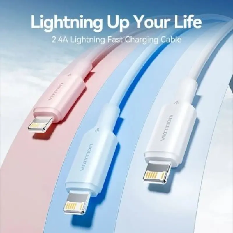 Cable USB 2.0 Lightning Vention LAMPF/ USB Macho - Lightning Macho/ 480Mbps/ 1m/ Rosa Cable USB 2.0 Lightning Vention LAMPF/ USB Macho - Lightning Macho/ 480Mbps/ 1m/ Rosa