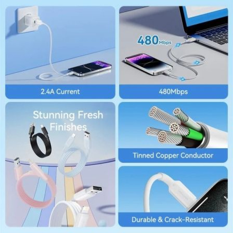 Cable USB 2.0 Lightning Vention LAMWH/ USB Macho - Lightning Macho/ 480Mbps/ 2m/ Blanco Cable USB 2.0 Lightning Vention LAMWH/ USB Macho - Lightning Macho/ 480Mbps/ 2m/ Blanco