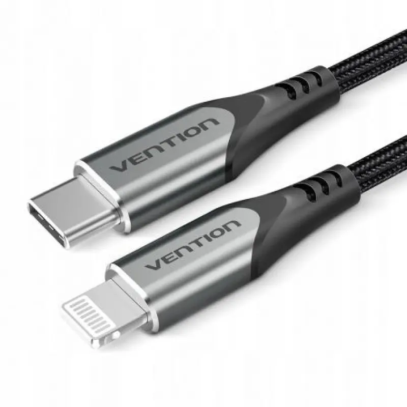 Cable USB 2.0 Tipo-C Lightning Vention TACHF/ USB Tipo-C Macho - Lightning Macho/ Hasta 27W/ 480Mbps/ 1m/ Gris Cable USB 2.0 Tipo-C Lightning Vention TACHF/ USB Tipo-C Macho - Lightning Macho/ Hasta 27W/ 480Mbps/ 1m/ Gris