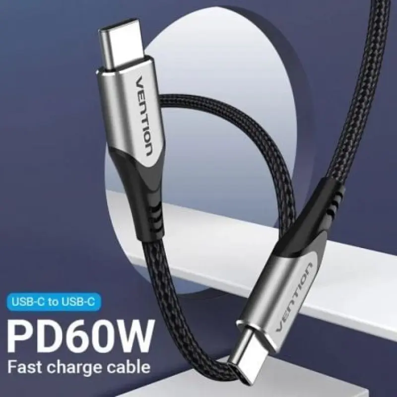Cable USB 2.0 Tipo-C Vention TADHG/ USB Tipo-C Macho - USB Tipo-C Macho/ Hasta 60W/ 480Mbps/ 1.5m/ Gris Cable USB 2.0 Tipo-C Vention TADHG/ USB Tipo-C Macho - USB Tipo-C Macho/ Hasta 60W/ 480Mbps/ 1.5m/ Gris
