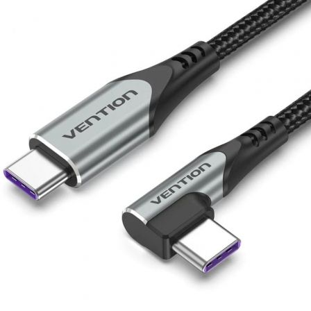Cable USB 2.0 Tipo-C 90º Vention TAKHF/ USB Tipo-C Macho - USB Tipo-C Macho/ Hasta 100W/ 480Mbps/ 1m/ Gris Cable USB 2.0 Tipo-C 90º Vention TAKHF/ USB Tipo-C Macho - USB Tipo-C Macho/ Hasta 100W/ 480Mbps/ 1m/ Gris
