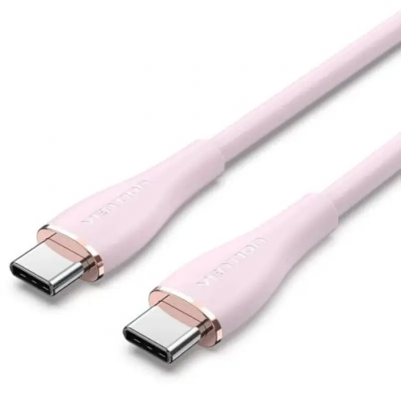Cable USB 2.0 Tipo-C Vention TAWPF/ USB Tipo-C Macho - USB Tipo-C Macho/ Hasta 100W/ 480Mbps/ 1m/ Rosa Cable USB 2.0 Tipo-C Vention TAWPF/ USB Tipo-C Macho - USB Tipo-C Macho/ Hasta 100W/ 480Mbps/ 1m/ Rosa