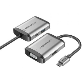 Conversor Vention TFAHB/ 1xUSB/ 1xHDMI/ 1xVGA/ 1xUSB Tipo-C PD/ 15cm/ Gris Conversor Vention TFAHB/ 1xUSB/ 1xHDMI/ 1xVGA/ 1xUSB Tipo-C PD/ 15cm/ Gris