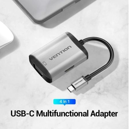 Conversor Vention TFAHB/ 1xUSB/ 1xHDMI/ 1xVGA/ 1xUSB Tipo-C PD/ 15cm/ Gris Conversor Vention TFAHB/ 1xUSB/ 1xHDMI/ 1xVGA/ 1xUSB Tipo-C PD/ 15cm/ Gris
