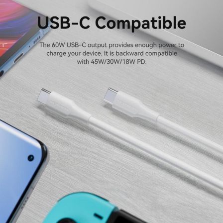 Cable USB 2.0 Tipo-C 3A Vention TRCWF/ USB Tipo-C Macho - USB Tipo-C Macho/ Hasta 60W/ 480Mbps/ 1m/ Blanco Cable USB 2.0 Tipo-C 3A Vention TRCWF/ USB Tipo-C Macho - USB Tipo-C Macho/ Hasta 60W/ 480Mbps/ 1m/ Blanco