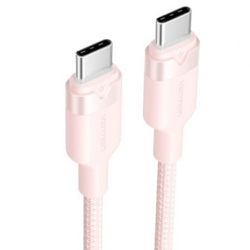 Cable USB 2.0 Tipo-C 3A Vention TRDPF/ USB Tipo-C Macho - USB Tipo-C Macho/ Hasta 60W/ 480Mbps/ 1m/ Rosa