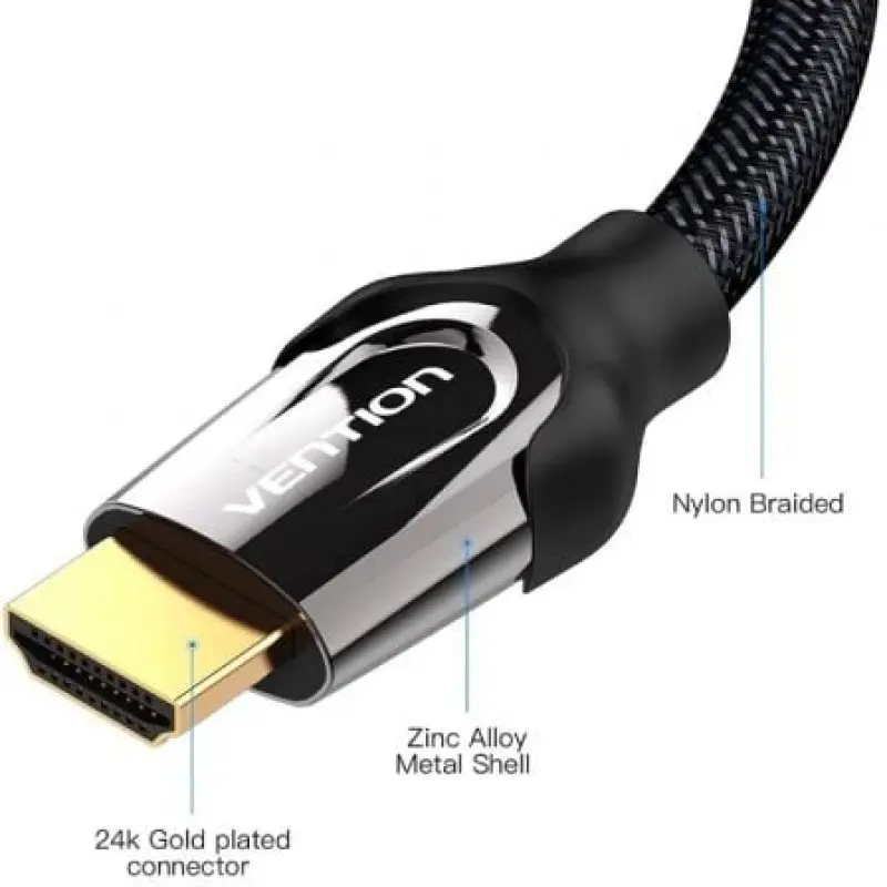 Cable HDMI 2.0 4K Vention VAA-B05-B500/ HDMI Macho - HDMI Macho/ 5m/ Negro Cable HDMI 2.0 4K Vention VAA-B05-B500/ HDMI Macho - HDMI Macho/ 5m/ Negro