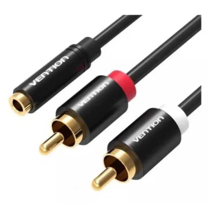 Cable Estéreo Vention VAB-R01-B200/ Jack 3.5 Hembra - 2x RCA Macho/ 2m/ Negro Cable Estéreo Vention VAB-R01-B200/ Jack 3.5 Hembra - 2x RCA Macho/ 2m/ Negro