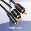 Cable Estéreo Vention VAB-R01-B200/ Jack 3.5 Hembra - 2x RCA Macho/ 2m/ Negro Cable Estéreo Vention VAB-R01-B200/ Jack 3.5 Hembra - 2x RCA Macho/ 2m/ Negro