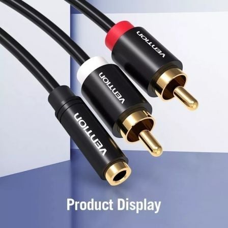 Cable Estéreo Vention VAB-R01-B200/ Jack 3.5 Hembra - 2x RCA Macho/ 2m/ Negro Cable Estéreo Vention VAB-R01-B200/ Jack 3.5 Hembra - 2x RCA Macho/ 2m/ Negro