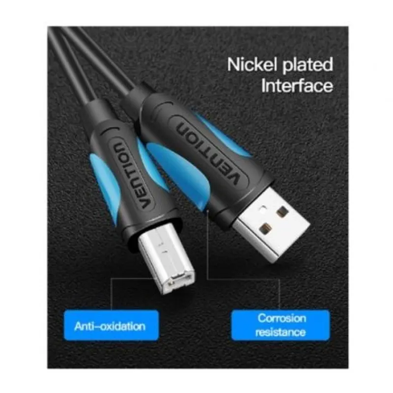 Cable USB 2.0 Impresora Vention VAS-A16-B500/ USB Tipo-B Macho - USB Macho/ 480Mbps/ 5m/ Negro Cable USB 2.0 Impresora Vention VAS-A16-B500/ USB Tipo-B Macho - USB Macho/ 480Mbps/ 5m/ Negro