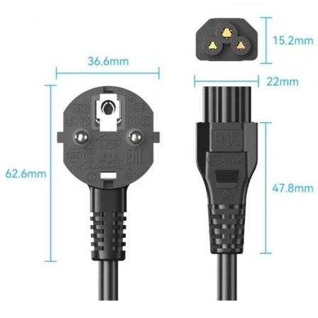 Cable de Alimentación Vention ZCKBAC/ IEC C5 Hembra - CEE7 Macho/ 1.8m/ Negro Cable de Alimentación Vention ZCKBAC/ IEC C5 Hembra - CEE7 Macho/ 1.8m/ Negro