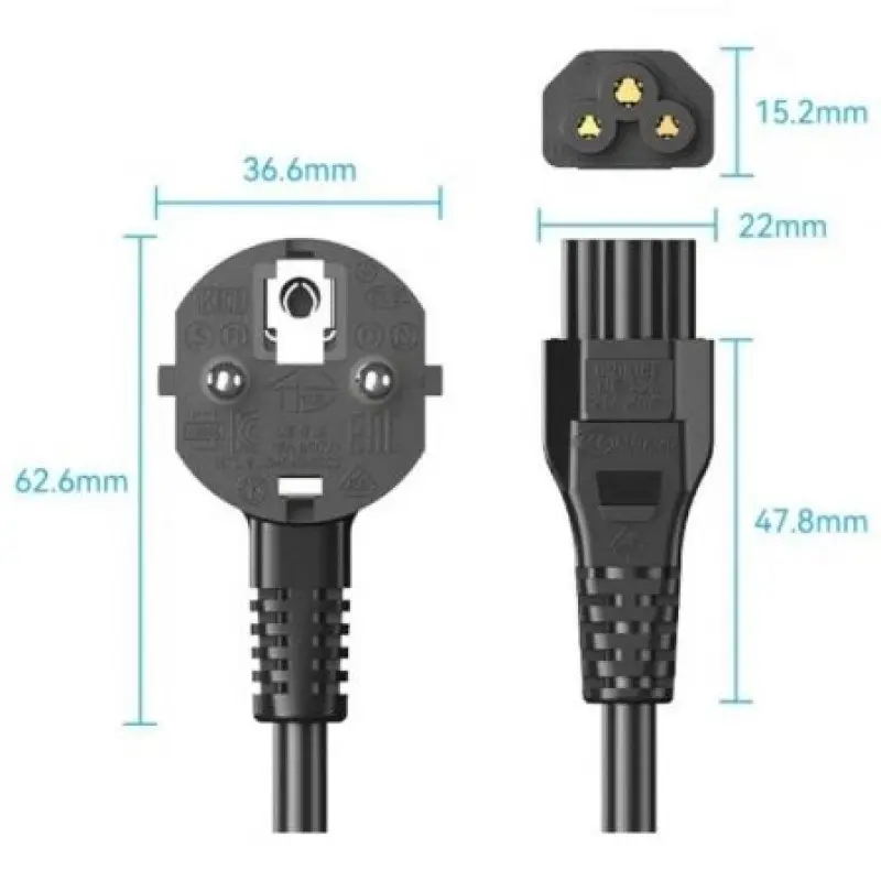 Cable de Alimentación Vention ZCKBAC/ IEC C5 Hembra - CEE7 Macho/ 1.8m/ Negro Cable de Alimentación Vention ZCKBAC/ IEC C5 Hembra - CEE7 Macho/ 1.8m/ Negro