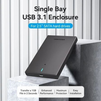 Caja Externa para Disco Duro de 2.5' Vention KPBB0/ USB 3.1/ Sin tornillos