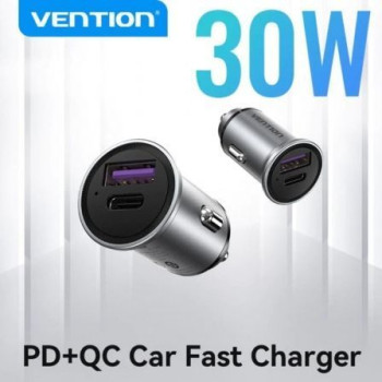 Cargador de Coche Vention FFFH0/ 1xUSB-Tipo C/ 1xUSB/ 30W Cargador de Coche Vention FFFH0/ 1xUSB-Tipo C/ 1xUSB/ 30W